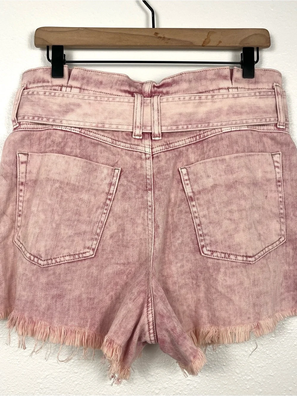 Free People Medium We The Free High-Waist Pink-Purple Belted Denim Shorts